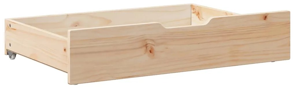 2 db tömör fenyőfa ágy alatti fiók kerékkel 85 x 55 x 16 cm