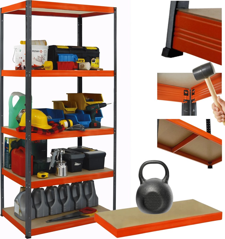 Fém tároló állvány Helios 213x90x60cm 5Px175kg Tömör