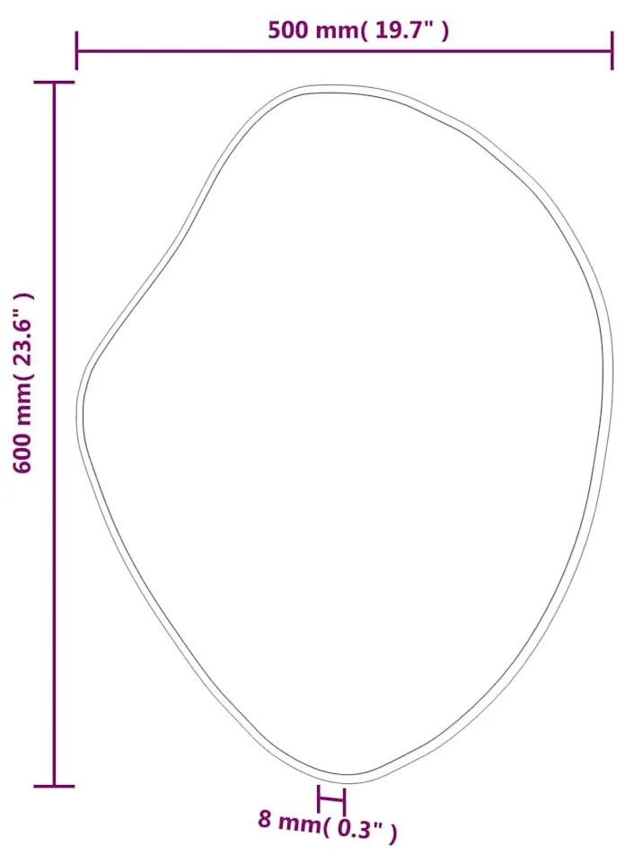 aranyszínű falitükör 60 x 50 cm