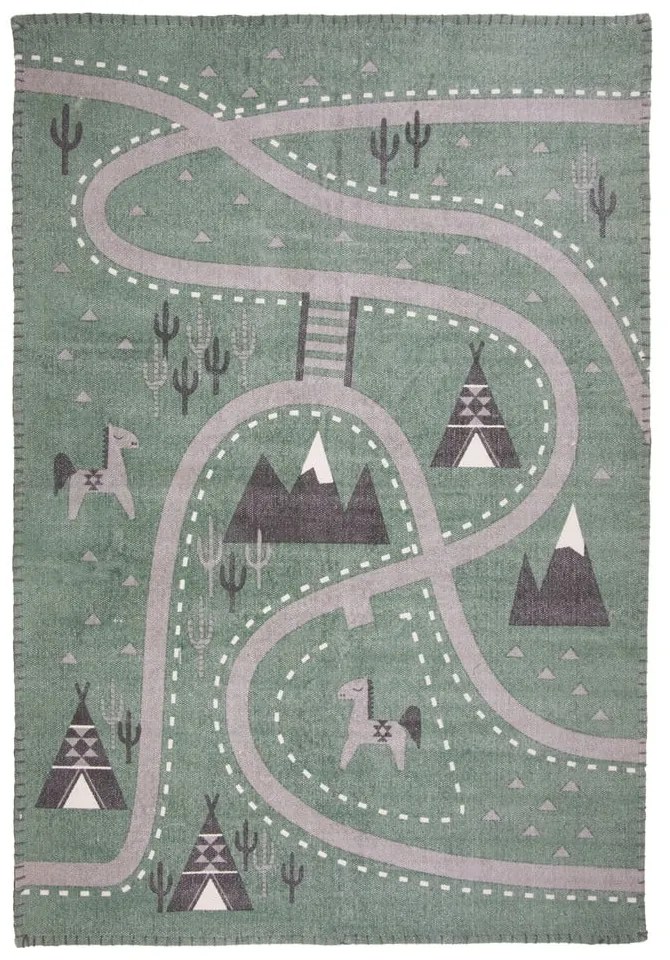 Little Western kézzel nyomtatott gyerekszőnyeg, 100 x 140 cm - Nattiot