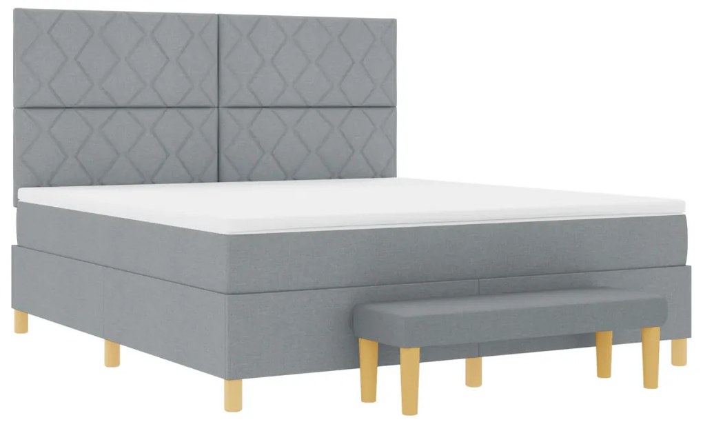 Box Spring Ágy matraccal és paddal Világosszürke 180x200 cm Szövet