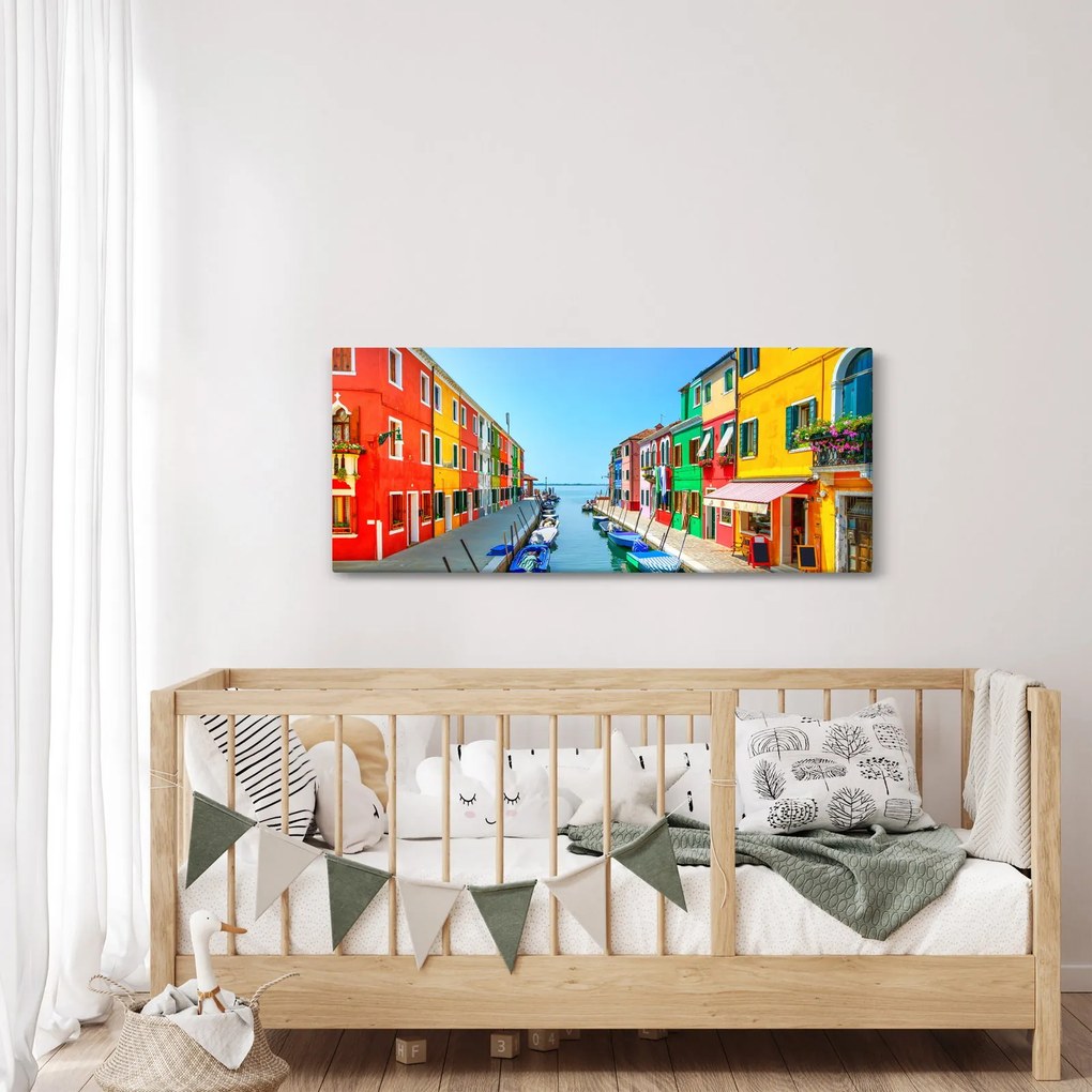 Kép - Burano sziget, Velence, Olaszország (120x50 cm)