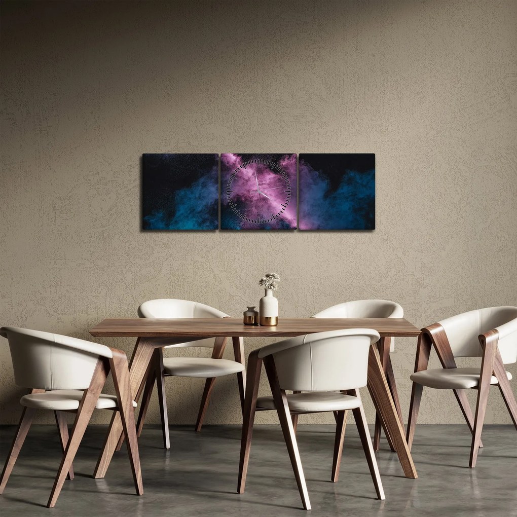 Kép - Rózsaszín-kék füst (órával) (90x30 cm)