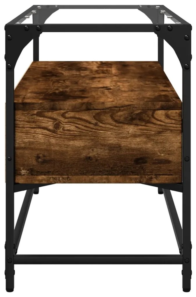 füstös tölgy szerelt fa TV-szekrény üveglappal 80 x 35 x 51 cm