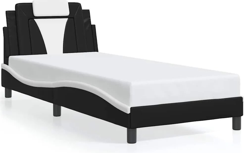 vidaXL fekete és fehér műbőr ágykeret Viana matrac nélkül 80 x 200 cm