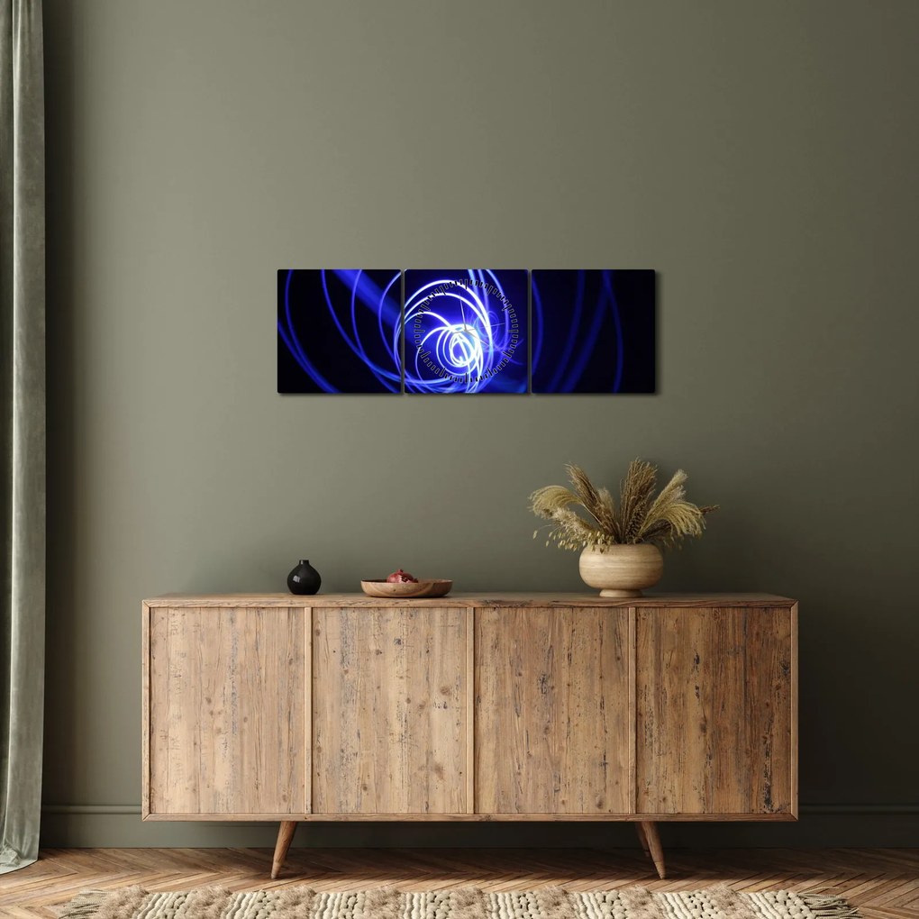 Kék spirálok képe (órával) (90x30 cm)