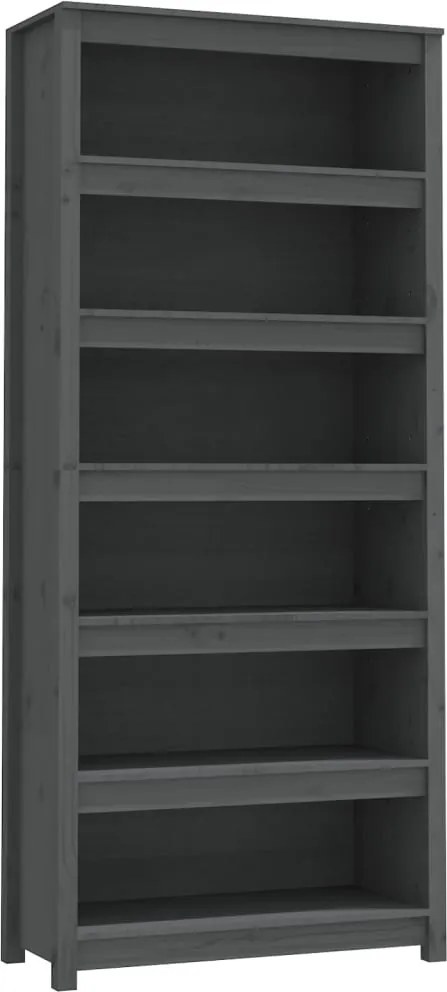 vidaXL szürke tömör fenyőfa könyvszekrény 80x35x183 cm