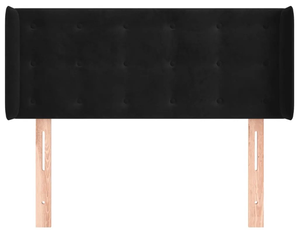 fekete bársony fejtámla szárnyakkal 93x16x78/88 cm