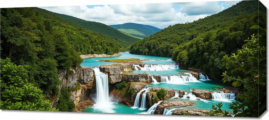 Vászonkép 90x40cm Vászonkép Hálószoba Nappaliba Panoráma Vízesések