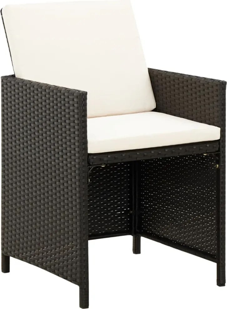 vidaXL 4 részes fekete kerti polyrattan szék- és zsámolyszett