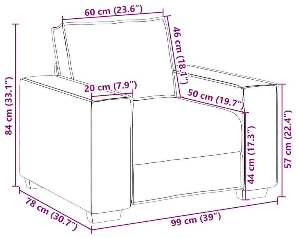 vidaXL sötétszürke bársony kanapéfotel 60 cm