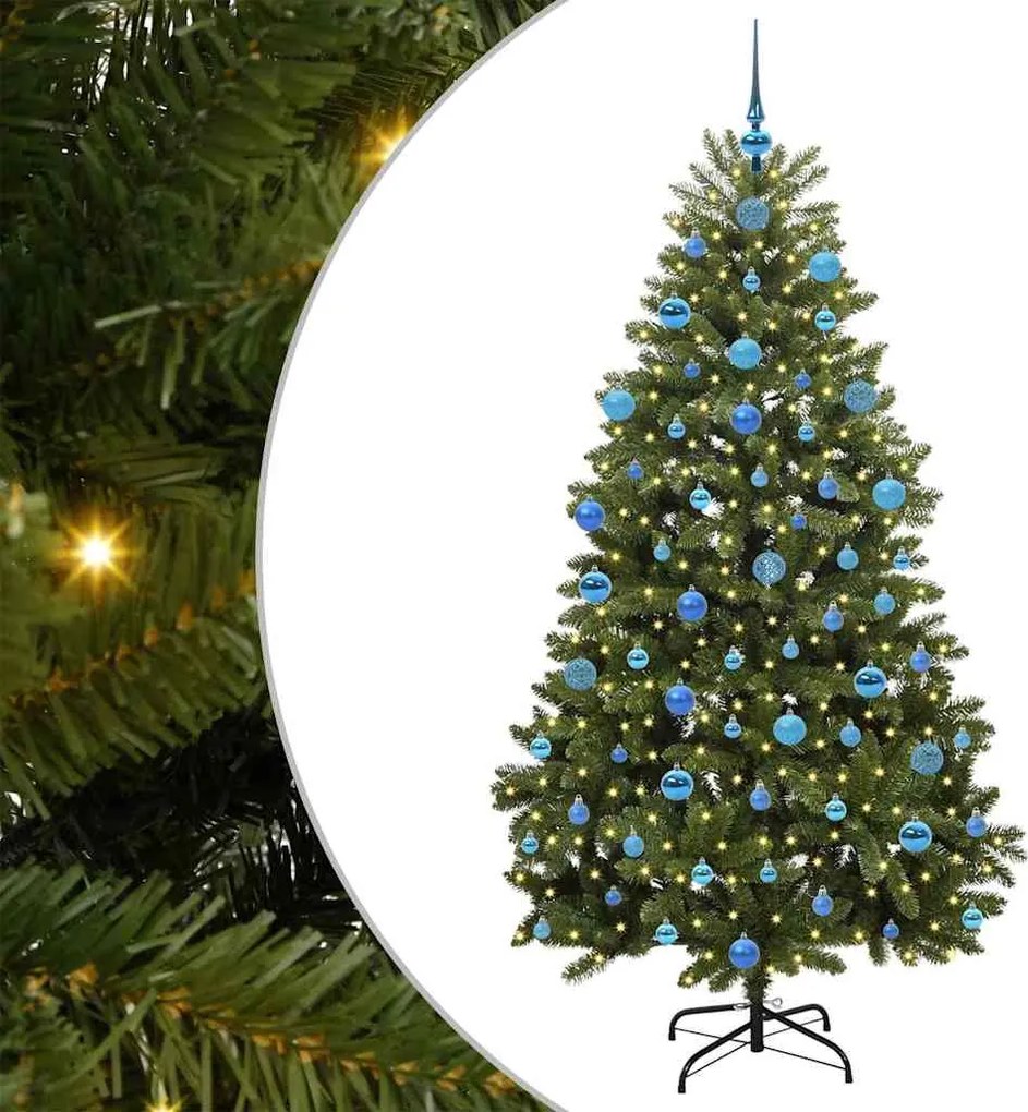 vidaXL Mű karácsonyfa 300 LED-del Zöld 180 cm PVC és fém