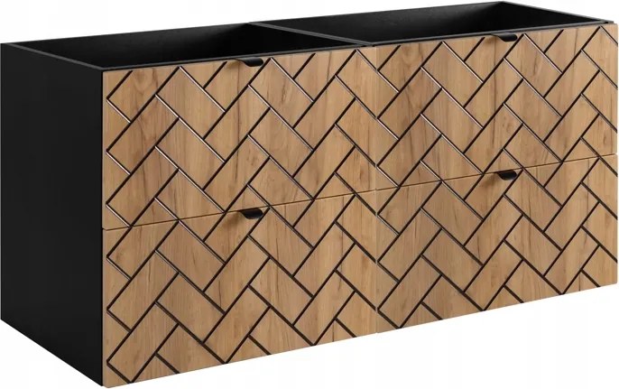 Fürdőszoba szekrény akasztható mosdó alá 120 tölgy halszálka front Mdf