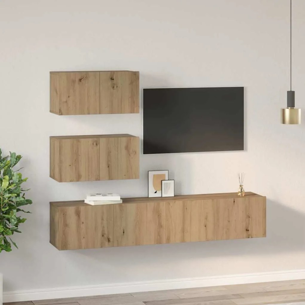 TV szekrény garnitúra 4 pcs kézműves tölgy 80 x 30 x 30 cm
