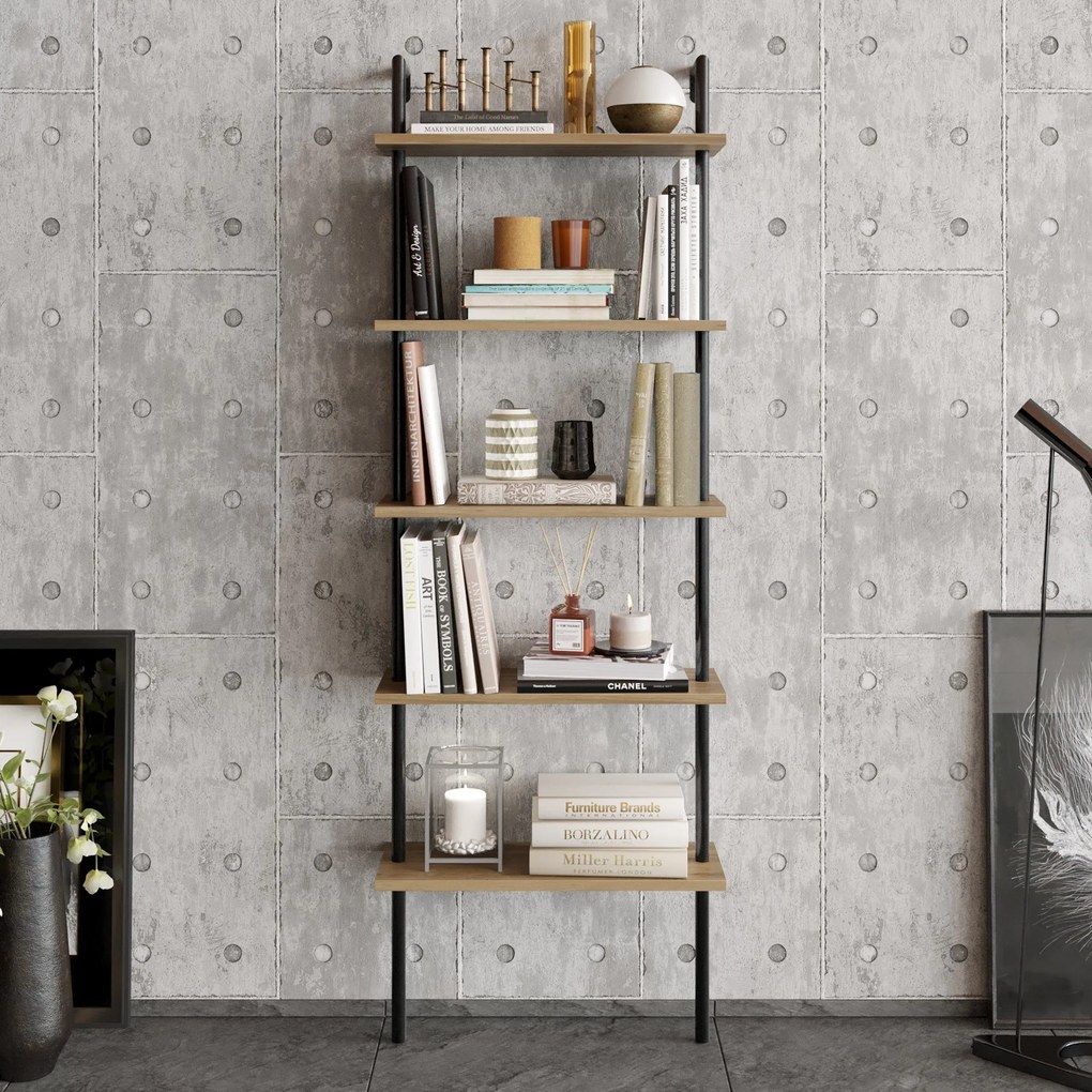 könyvespolc Paula - Walnut, Black
