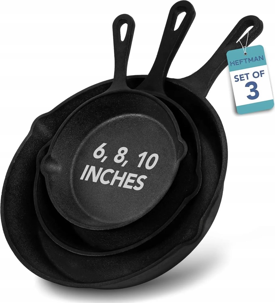 3 Db-os Öntöttvas Serpenyő Szett 15 20 25 CM Prémium Tartósság Íz Biztonság