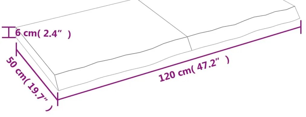 sötétbarna kezelt tömör tölgyfa asztallap 120x50x(2-6) cm
