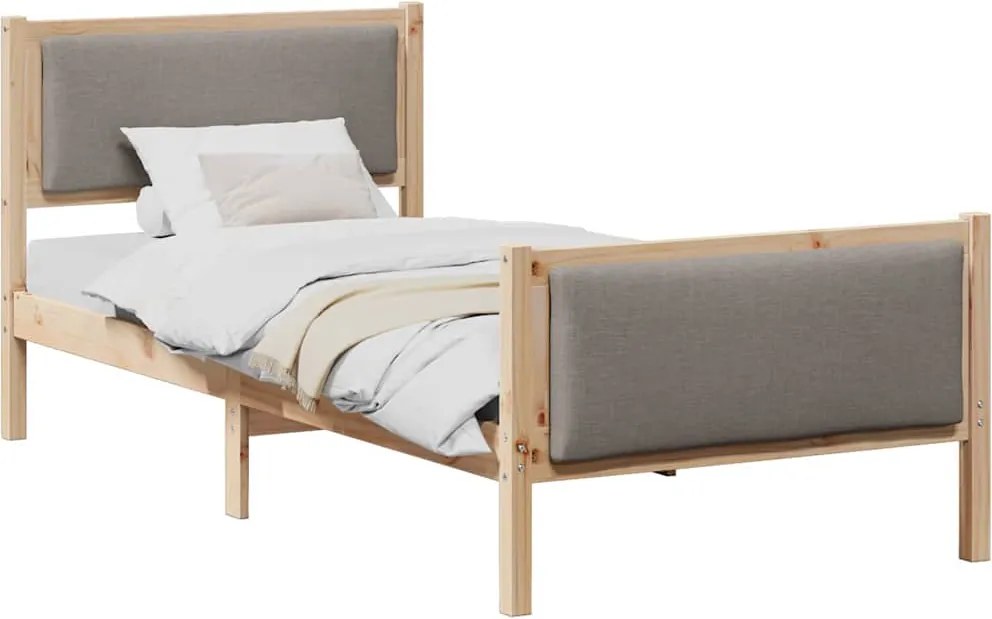 vidaXL Ágykeret fejtámlával Tópszínű 100 x 200 cm szövet