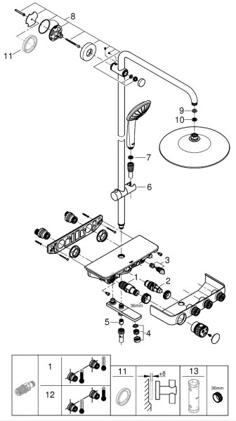 GROHE 26510000 - EUPHORIA SMARTCONTROL zuhanyrendszer, 450 mm, fényes króm