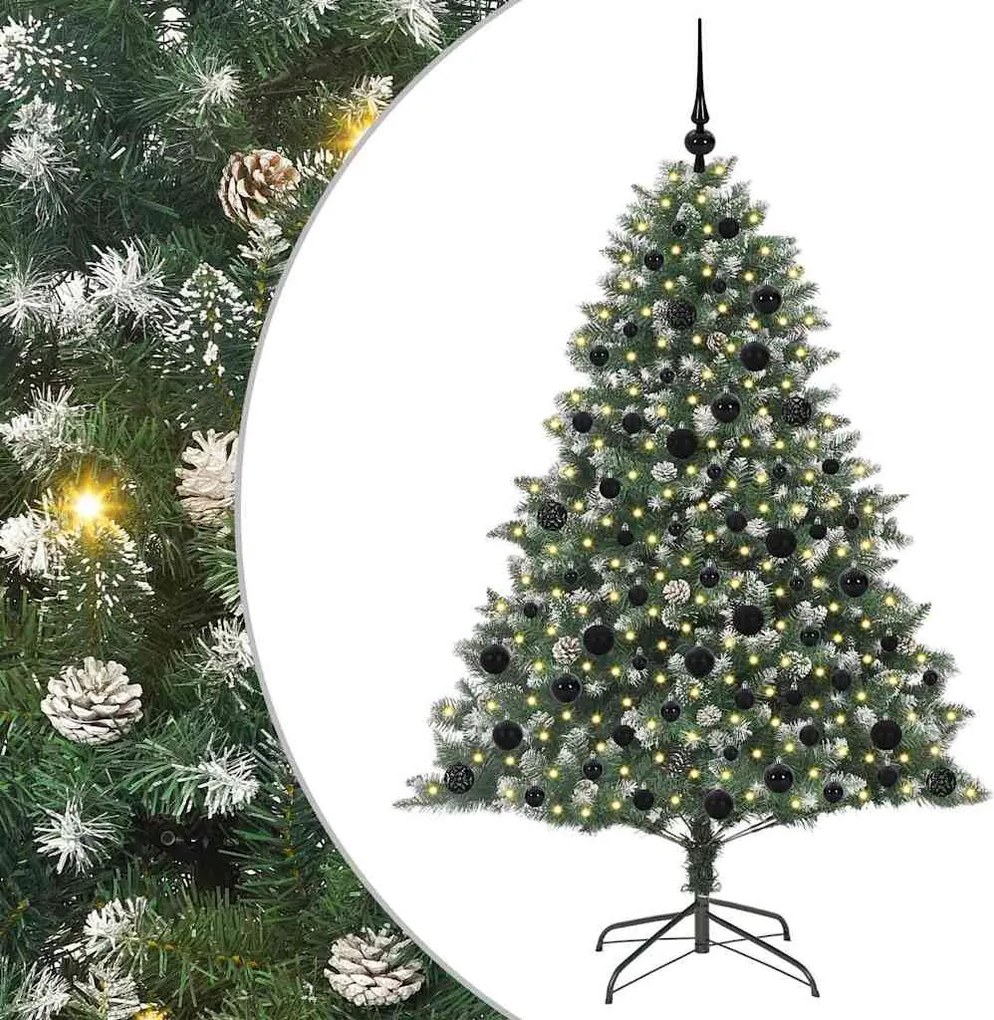 vidaXL Mű karácsonyfa 300 LED-del Zöld 180 cm PVC és Műanyag és Acél