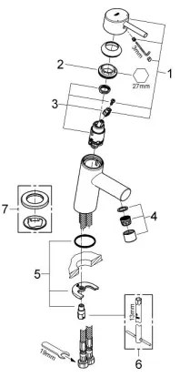 GROHE 3224010E - CONCETTO mosdócsaptelep DN 15 fényes króm