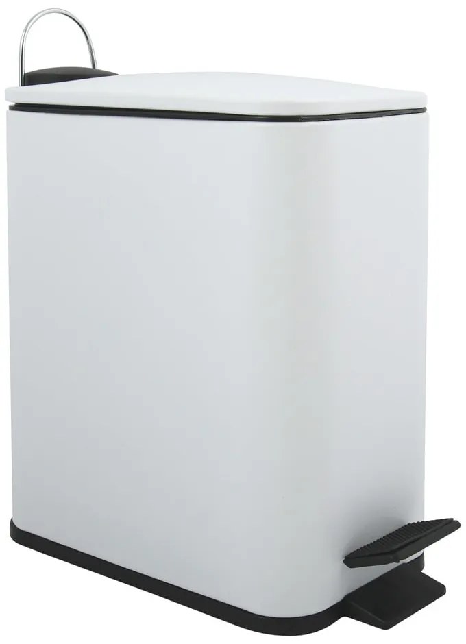 Matt fehér acél pedálos szemetes 5 l Erik – Spirella