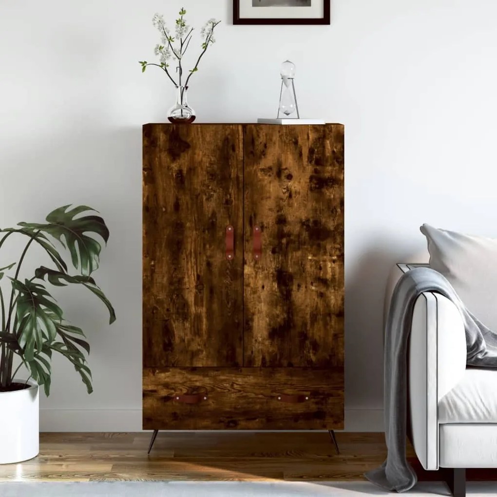 füstös tölgy színű szerelt fa magasszekrény 69,5 x 31 x 115 cm