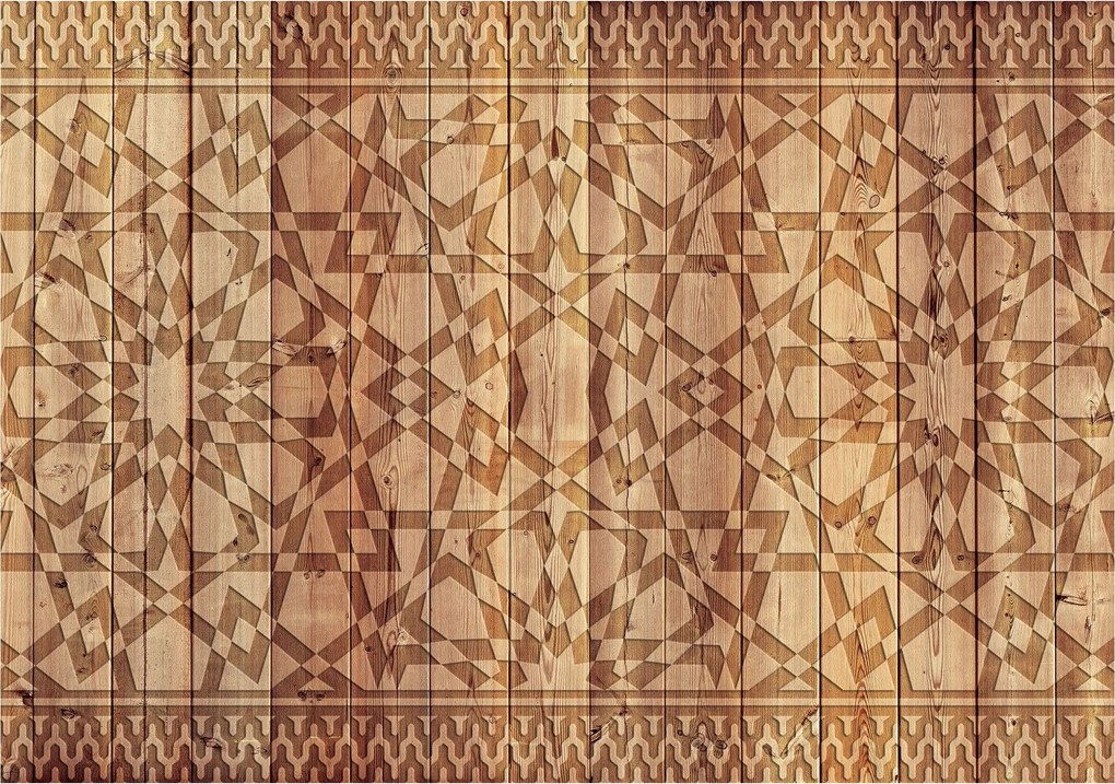 Fotótapéta Fa és geometria vinil minta 208x146 stílusos belső tér +ragasztó