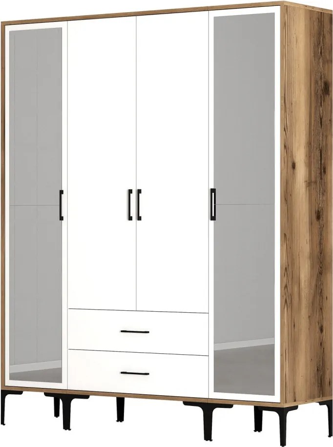 Kumsal gardróbszekrény, dió-fehér, 160 cm – TR845HCT5475