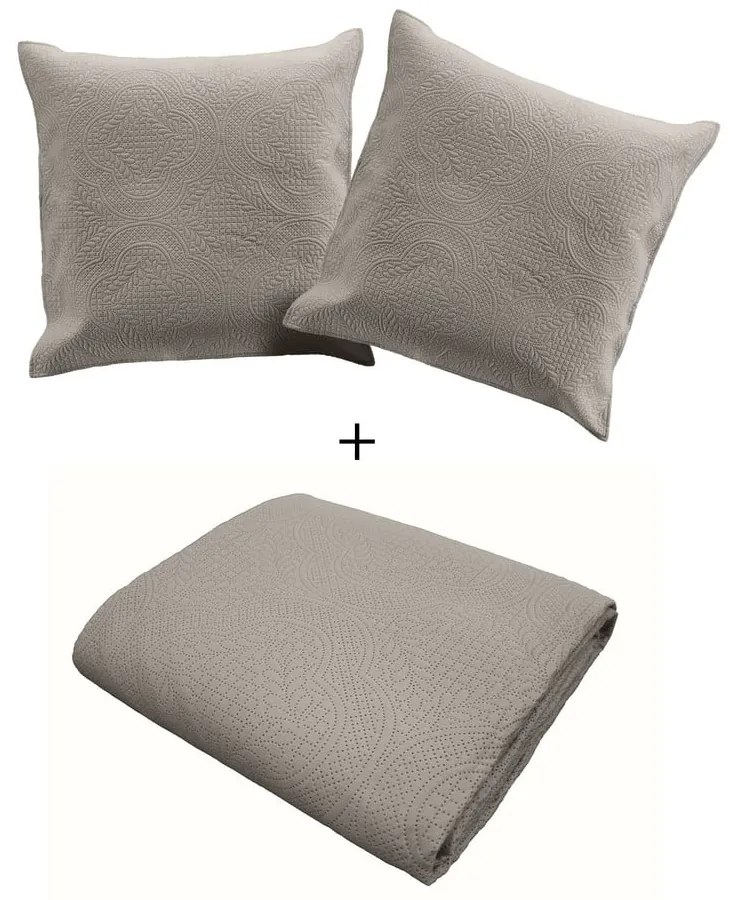 Szürke mikroszálas steppelt ágytakaró és párnahuzat szett 240x220 cm Romane – douceur d'intérieur