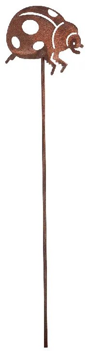 Rusztikus lézervágott leszúrható katicabogár sziluett, kültéri és beltéri dekorációs kiegészítő, 37 cm