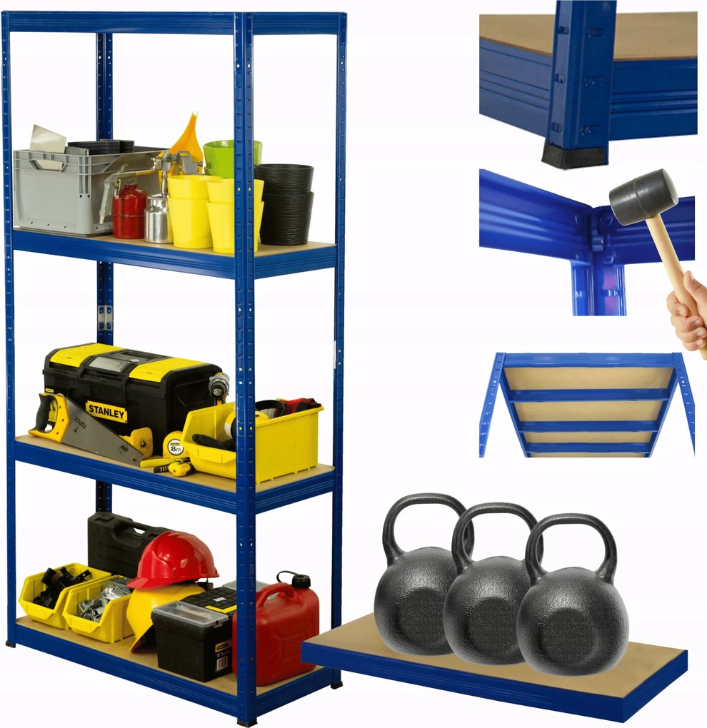 Helios fém tároló állvány garázs állvány 180x75x35cm 4Px350kg