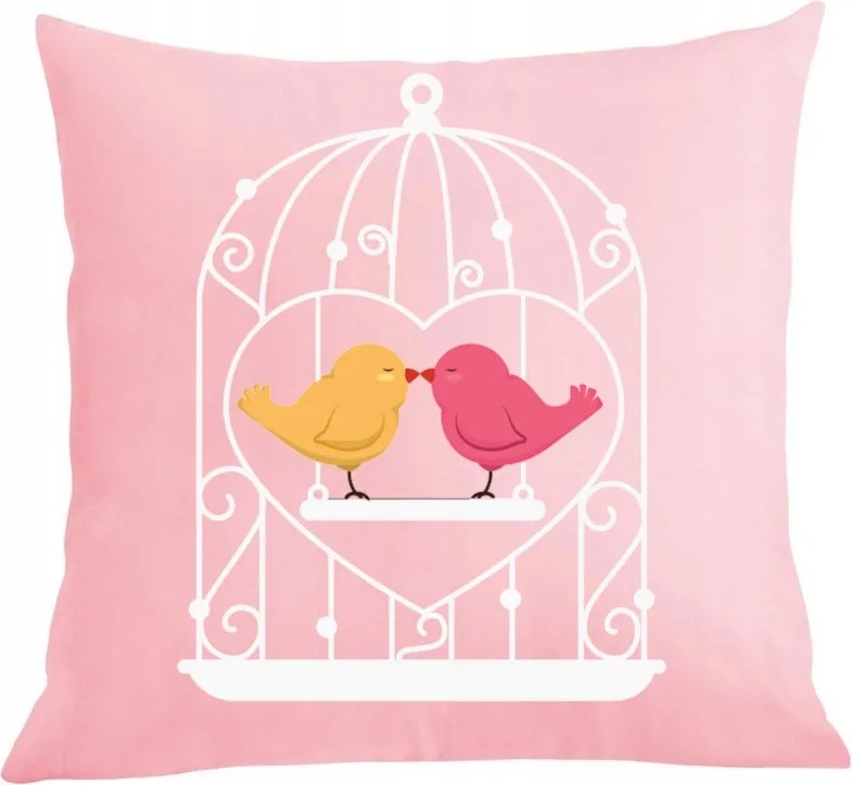 Valentin napi párna párnahuzat Madárkák a ketrecben