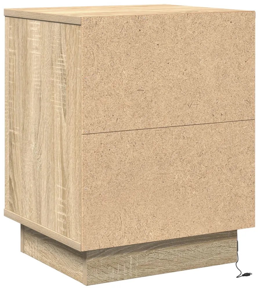 Éjjeli Szekrények LED Fényekkel 2 db Sonoma Tölgy 39x34.5x50 cm