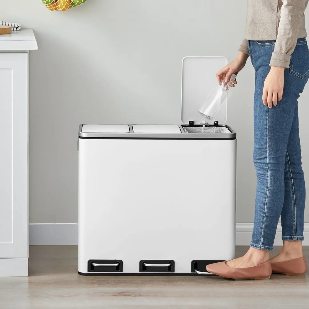 Jurhan SORT szelektív hulladékgyűjtő, 54l (3x18l) + hulladékgyűjtő zsákok, fehér