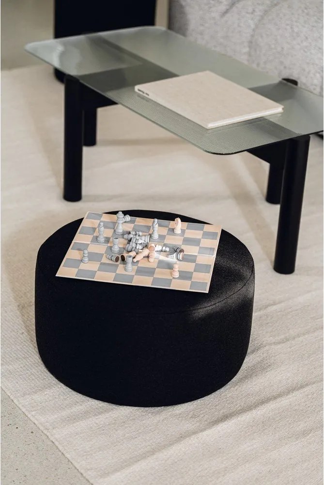 Fekete dohányzóasztal üveg asztallappal 55x105 cm Kob – noo.ma