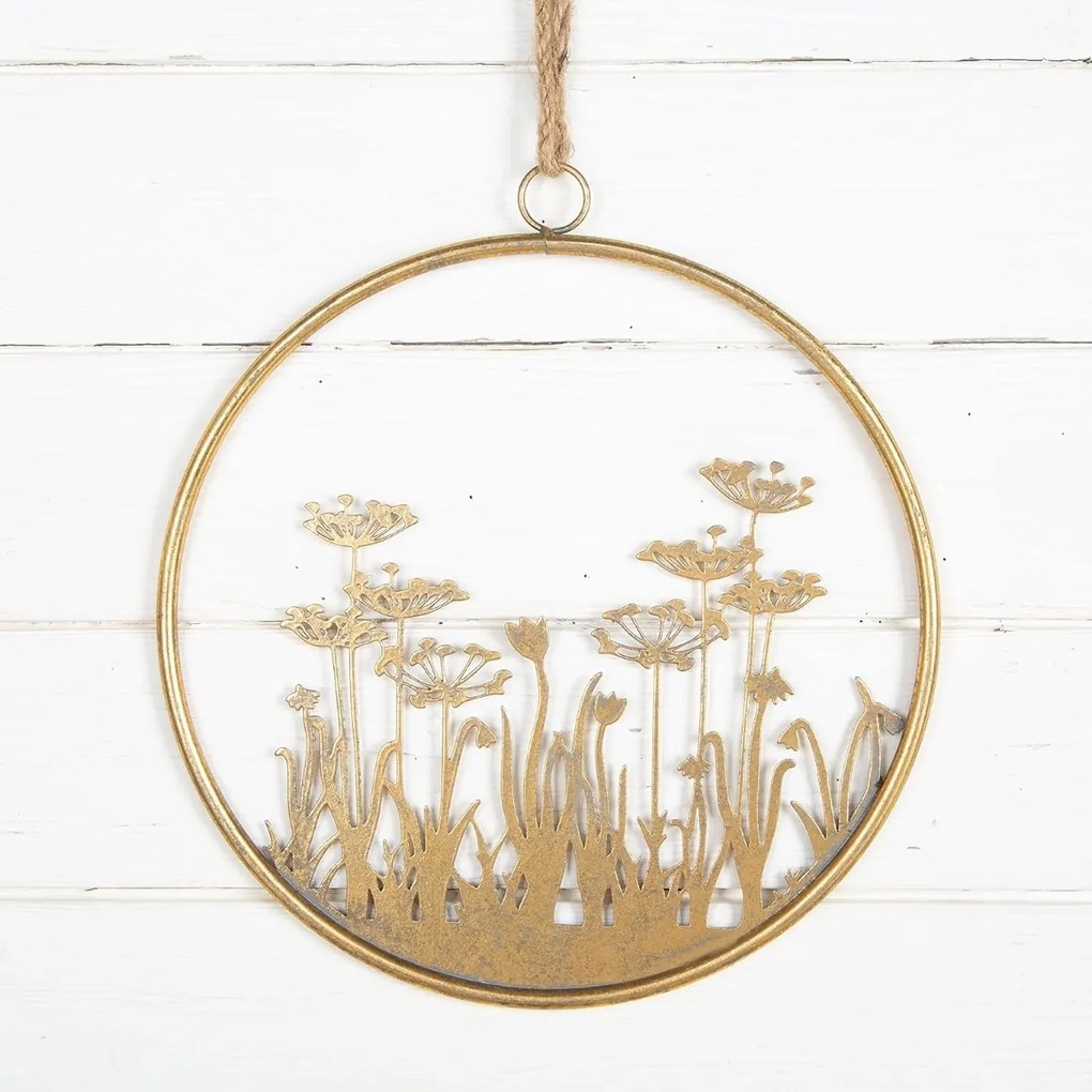 Fém faldekoráció FLOWERS RING Ø 41 cm arany