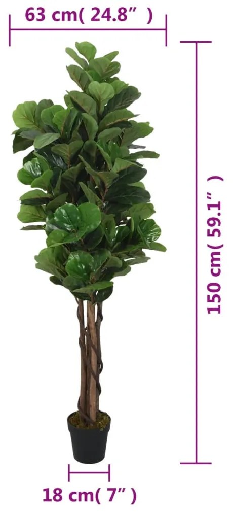 zöld mű-lantlevelűfikusz 180 levél 150 cm