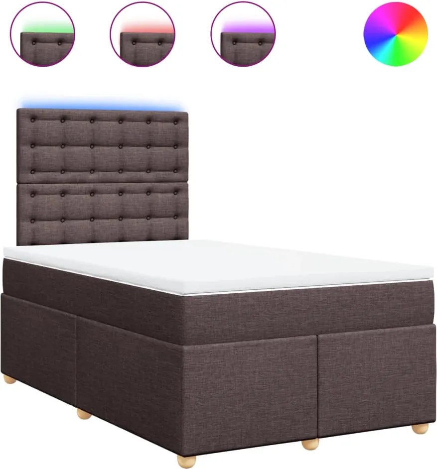 vidaXL sötétbarna szövet rugós ágy matraccal 120 x 190 cm