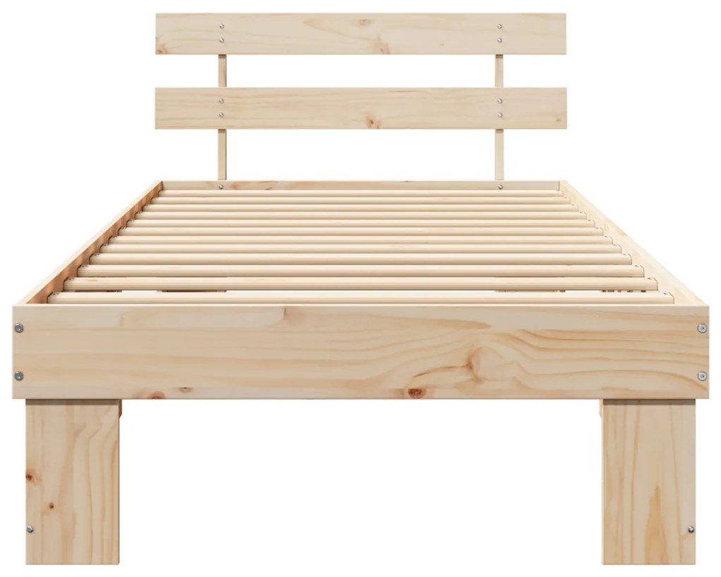 Ágykeret Fejtámlával 80x200 cm Tömör Fa Fenyő