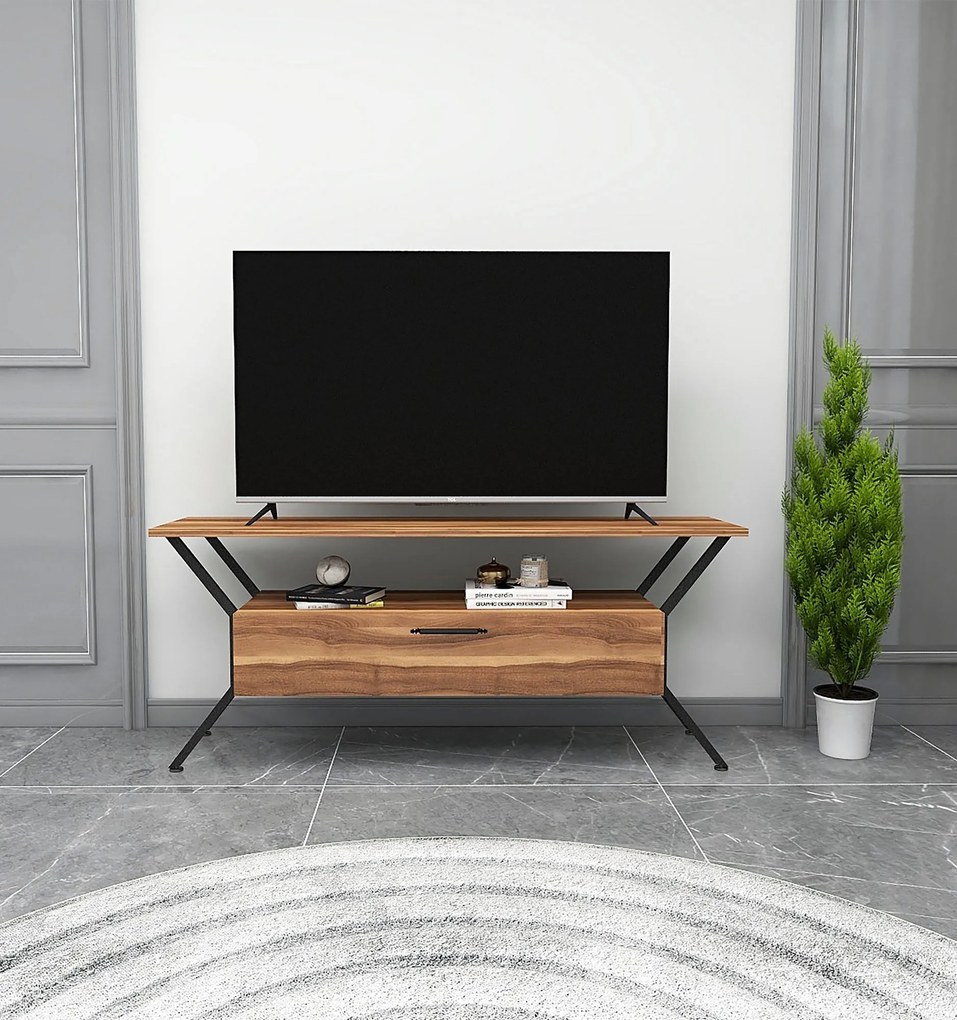TV asztal/szekrény Tarza (dió + fekete). Akció -20%. 1072864