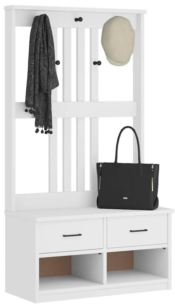 SANDNES tömör fenyőfa előszobafa 87x40x159,5 cm