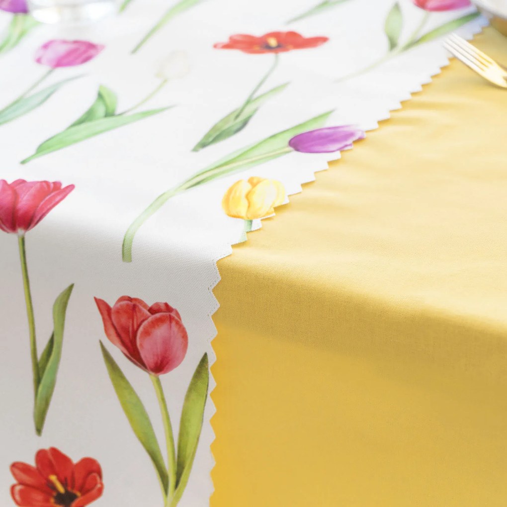 Goldea teflonbevonatú asztali futó - színes tulipánok 50x160 cm