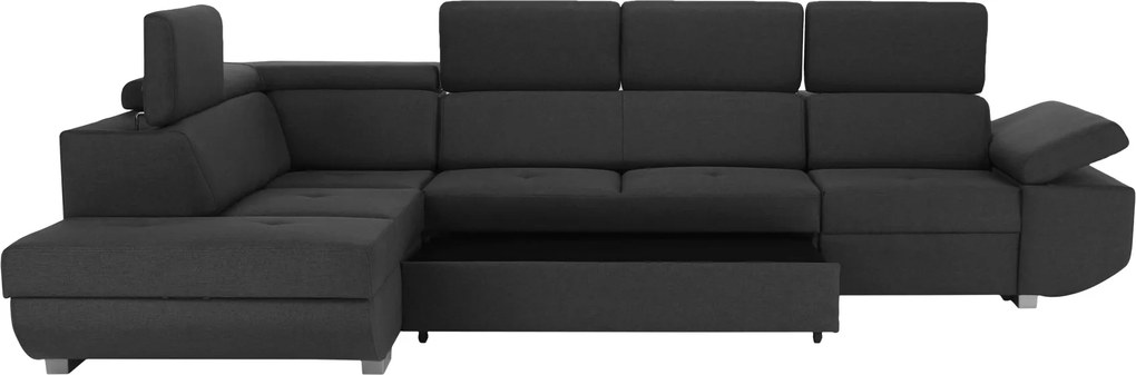 Ülőgarnitúra, sötétszürke, szövet Stark, balos, MAVIS