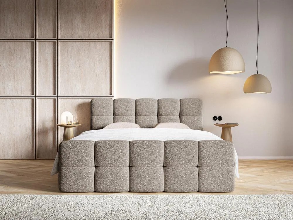 Kontinentális franciaágy 160 cm Cirsten 160C (ágyráccsal és matraccal) (tárolóhellyel) (világosszürke). Akció -15%. 1100160