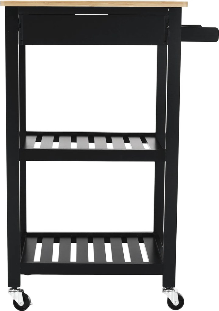 Tálalókocsi, természetes/fekete, ARETE