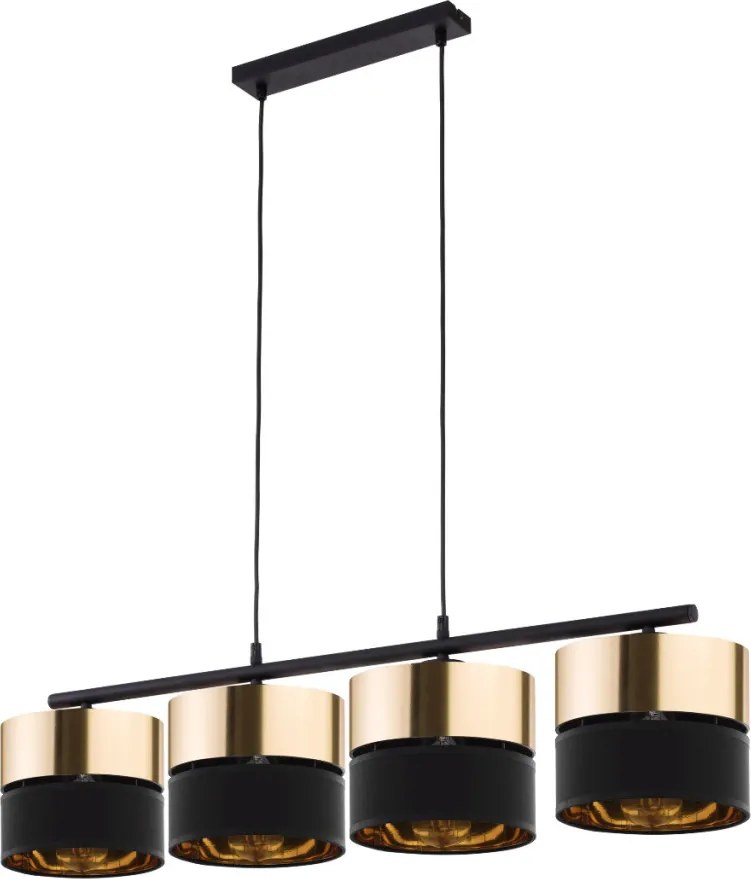 TK LIGHTING 4342 HILTON Többágú Függesztett Lámpa Fekete, Arany E27 IP20