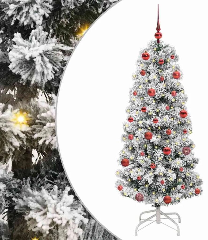 Műanyag Hajtogatós Karácsonyfa 150 LED-del Zöld és fehér 150 cm