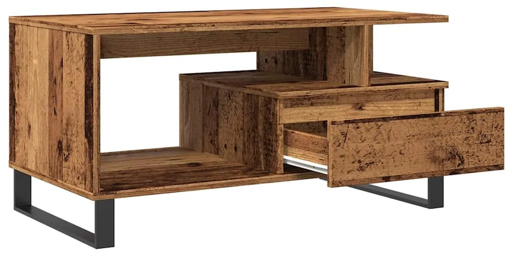 antik fa színű szerelt fa dohányzóasztal 90 x 49 x 45 cm