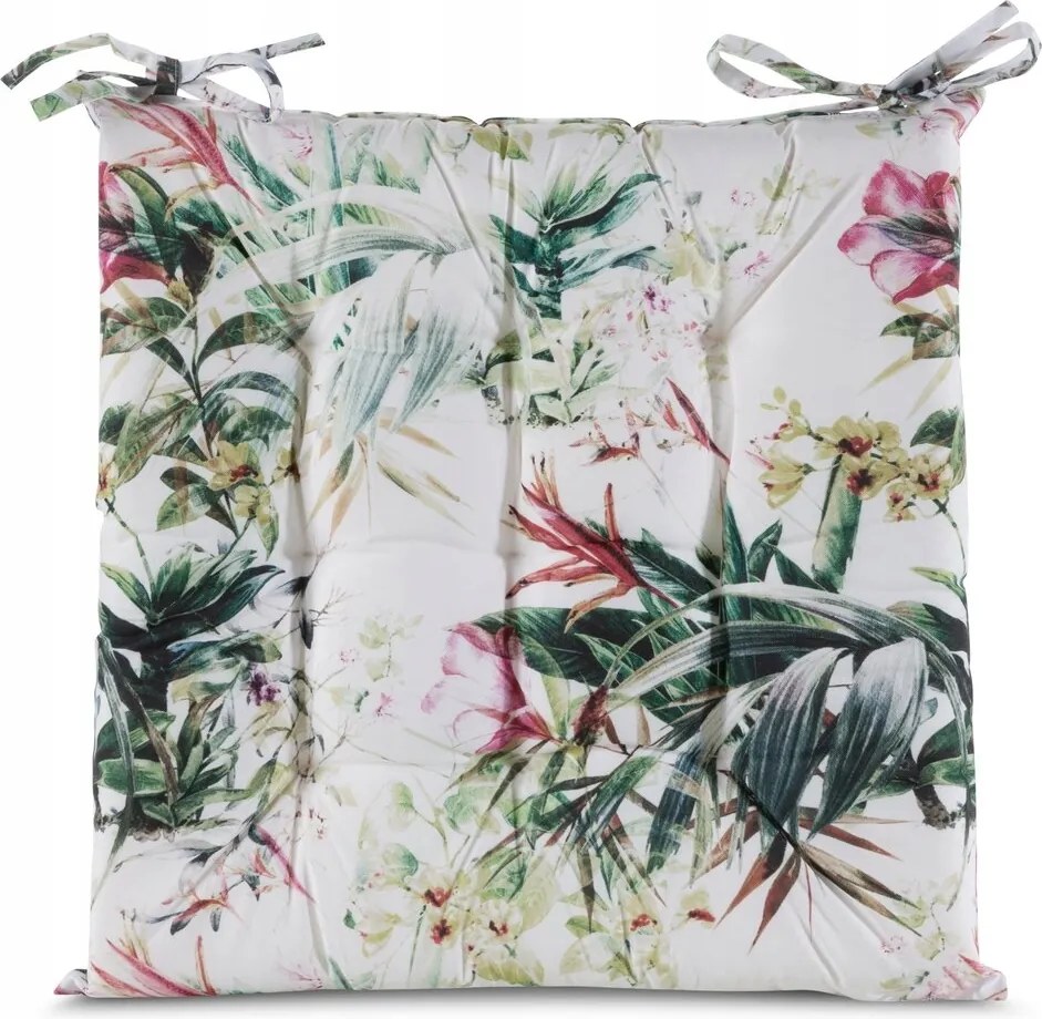 Garden vízálló székpárna 40x40x5 Eurofirany fehér virágok